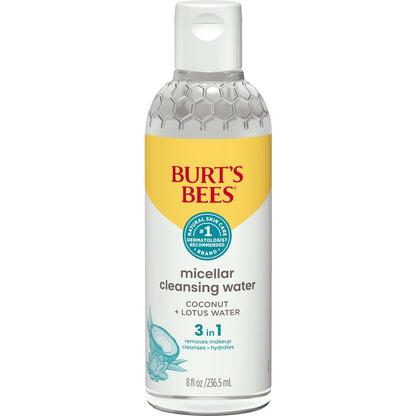 Burt's Bees Micellar Cleansing Water with Coconut & Lotus Extract, 8 oz – Gentle Makeup Remover & Facial Cleanser