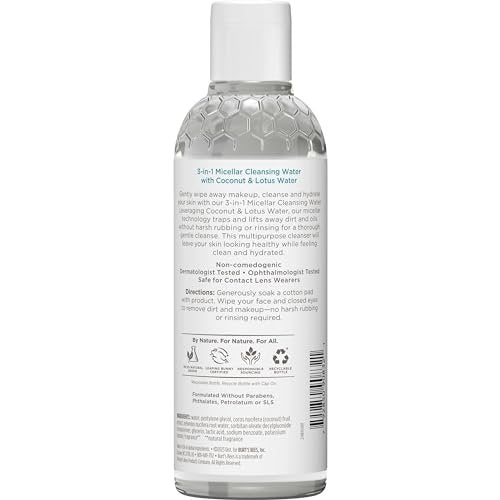 Burt's Bees Micellar Cleansing Water with Coconut & Lotus Extract, 8 oz – Gentle Makeup Remover & Facial Cleanser - görsel 11
