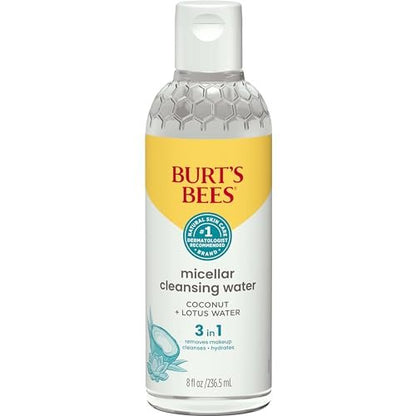 Burt's Bees Micellar Cleansing Water with Coconut & Lotus Extract, 8 oz – Gentle Makeup Remover & Facial Cleanser