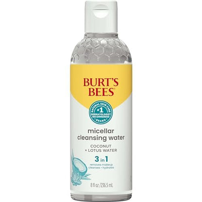 Burt's Bees Micellar Cleansing Water with Coconut & Lotus Extract, 8 oz – Gentle Makeup Remover & Facial Cleanser