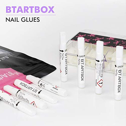 BTArtbox Nail Glue for Acrylic Nails and Press On Nails – 8 Pack Super Bond Adhesive for Fake Nails Tips, Long Lasting, 0.07 oz Each