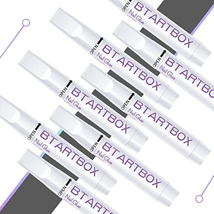 BTArtbox Nail Glue for Acrylic Nails and Press On Nails – 8 Pack Super Bond Adhesive for Fake Nails Tips, Long Lasting, 0.07 oz Each