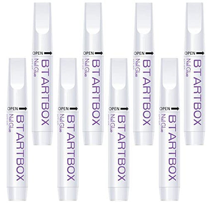 BTArtbox Nail Glue for Acrylic Nails and Press On Nails – 8 Pack Super Bond Adhesive for Fake Nails Tips, Long Lasting, 0.07 oz Each
