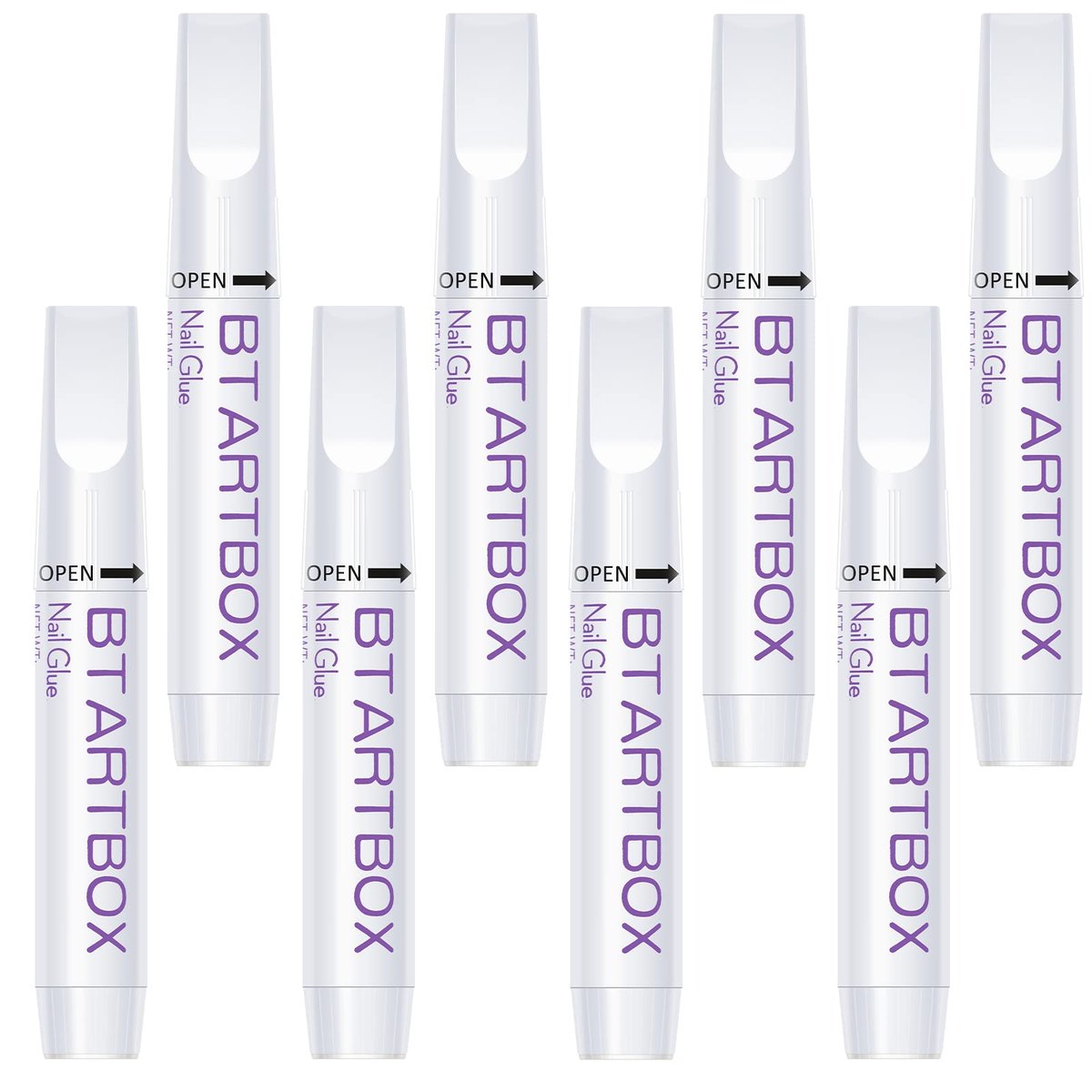 BTArtbox Nail Glue for Acrylic Nails and Press On Nails – 8 Pack Super Bond Adhesive for Fake Nails Tips, Long Lasting, 0.07 oz Each - görsel 1