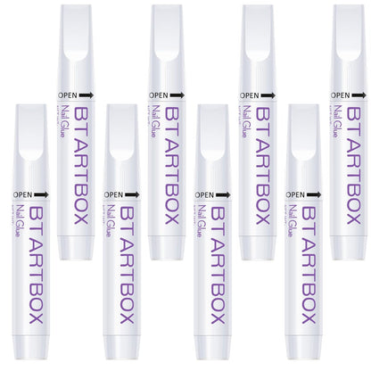 BTArtbox Nail Glue for Acrylic Nails and Press On Nails – 8 Pack Super Bond Adhesive for Fake Nails Tips, Long Lasting, 0.07 oz Each
