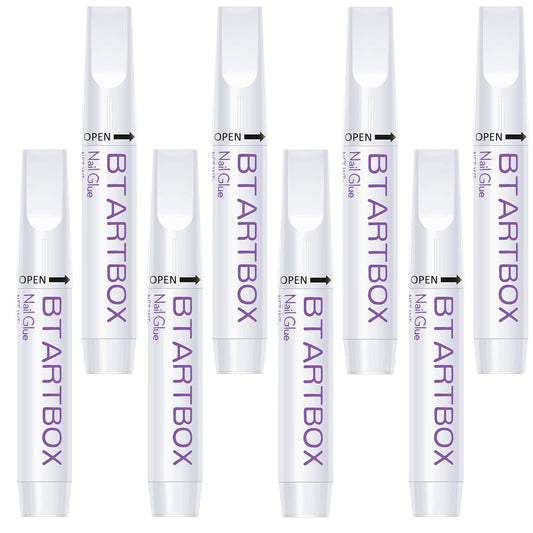 BTArtbox Nail Glue for Acrylic Nails and Press On Nails – 8 Pack Super Bond Adhesive for Fake Nails Tips, Long Lasting, 0.07 oz Each