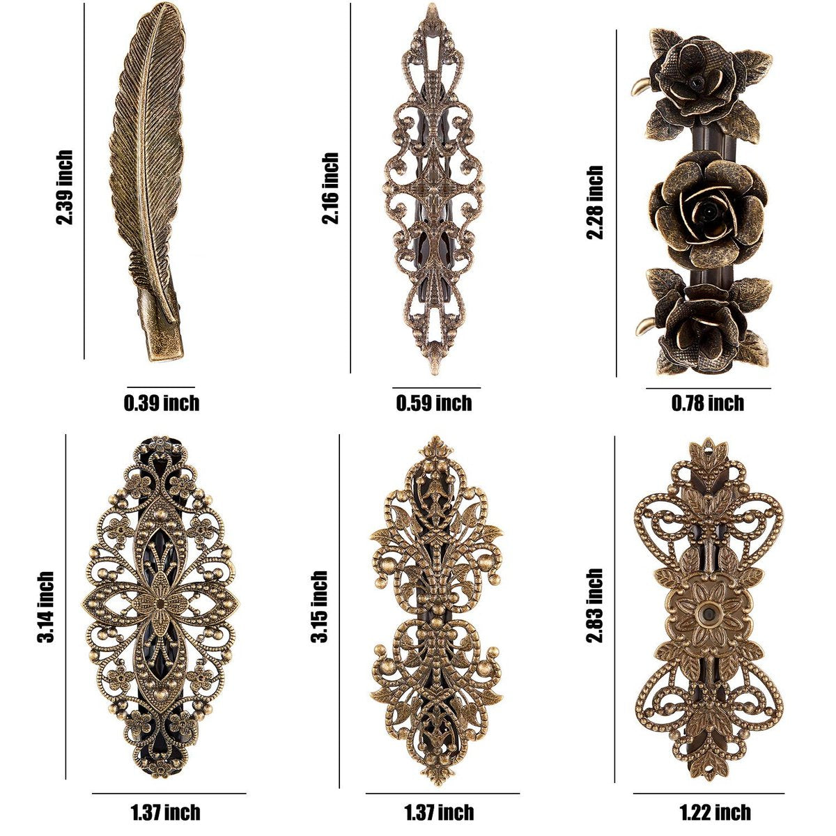 WILLBOND 6-Piece Vintage Hair Barrettes - Retro French Flower Metal Clips for Women - görsel 3