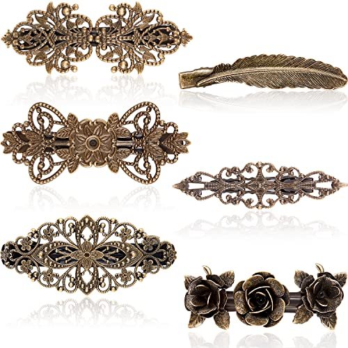 WILLBOND 6-Piece Vintage Hair Barrettes - Retro French Flower Metal Clips for Women - görsel 2