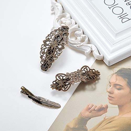 WILLBOND 6-Piece Vintage Hair Barrettes - Retro French Flower Metal Clips for Women - görsel 8