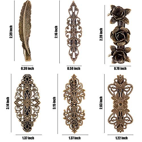 WILLBOND 6-Piece Vintage Hair Barrettes - Retro French Flower Metal Clips for Women - görsel 4