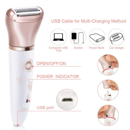RenFox Electric Razor for Women - Painless 2-in-1 Shaver, Wet & Dry, Rechargeable, Rose Gold Avelisse