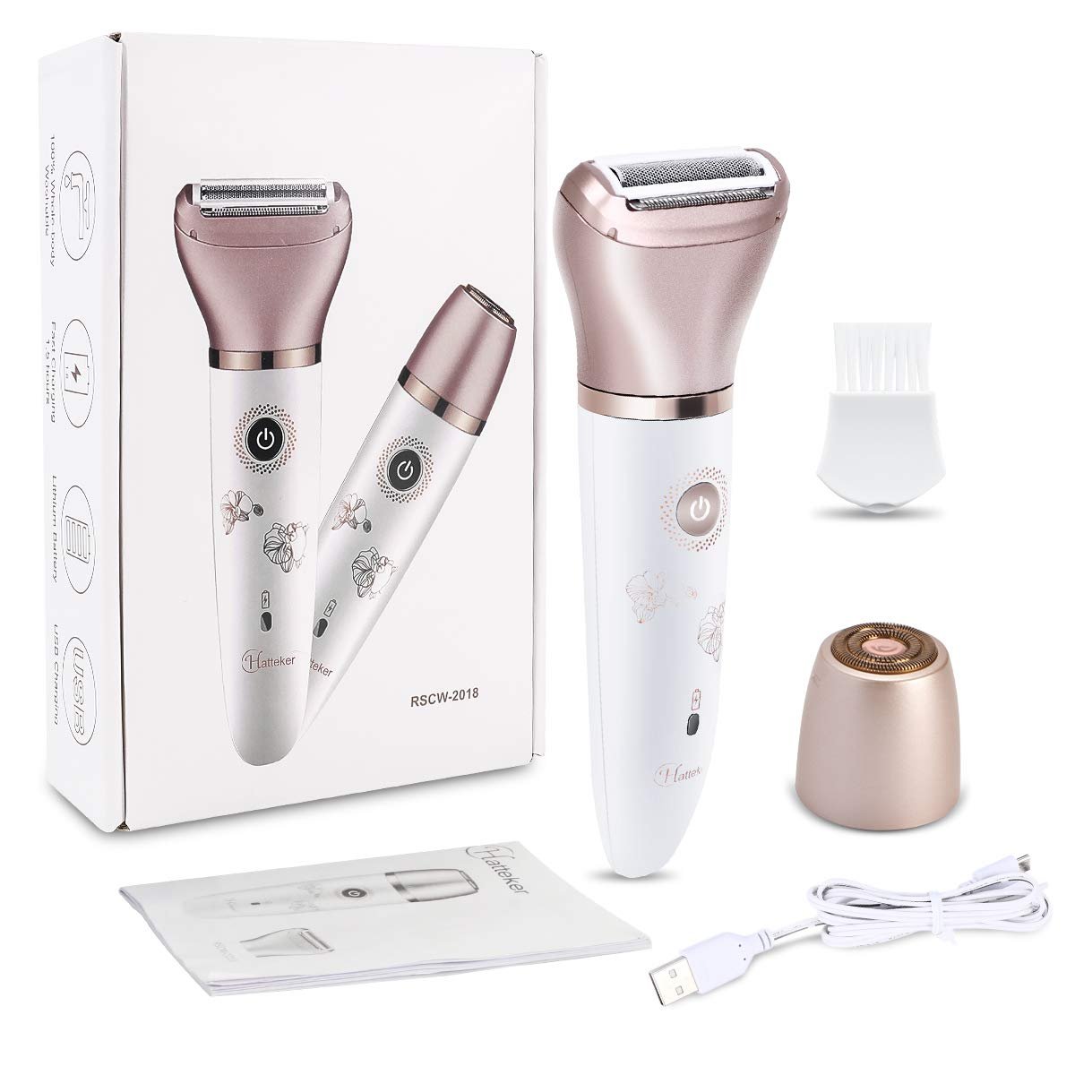 RenFox Electric Razor for Women - Painless 2-in-1 Shaver, Wet & Dry, Rechargeable, Rose Gold Avelisse