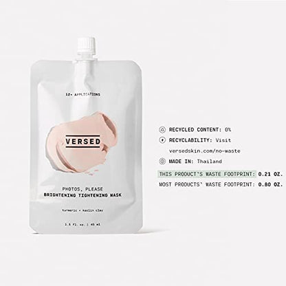 Versed Photos, Please - Tightening & Brightening Turmeric Face Mask with Kaolin Clay | Pore-Tightening, Hydrating, Exfoliating Mask for Blackheads & Uneven Skin Tone (1.5 fl oz)