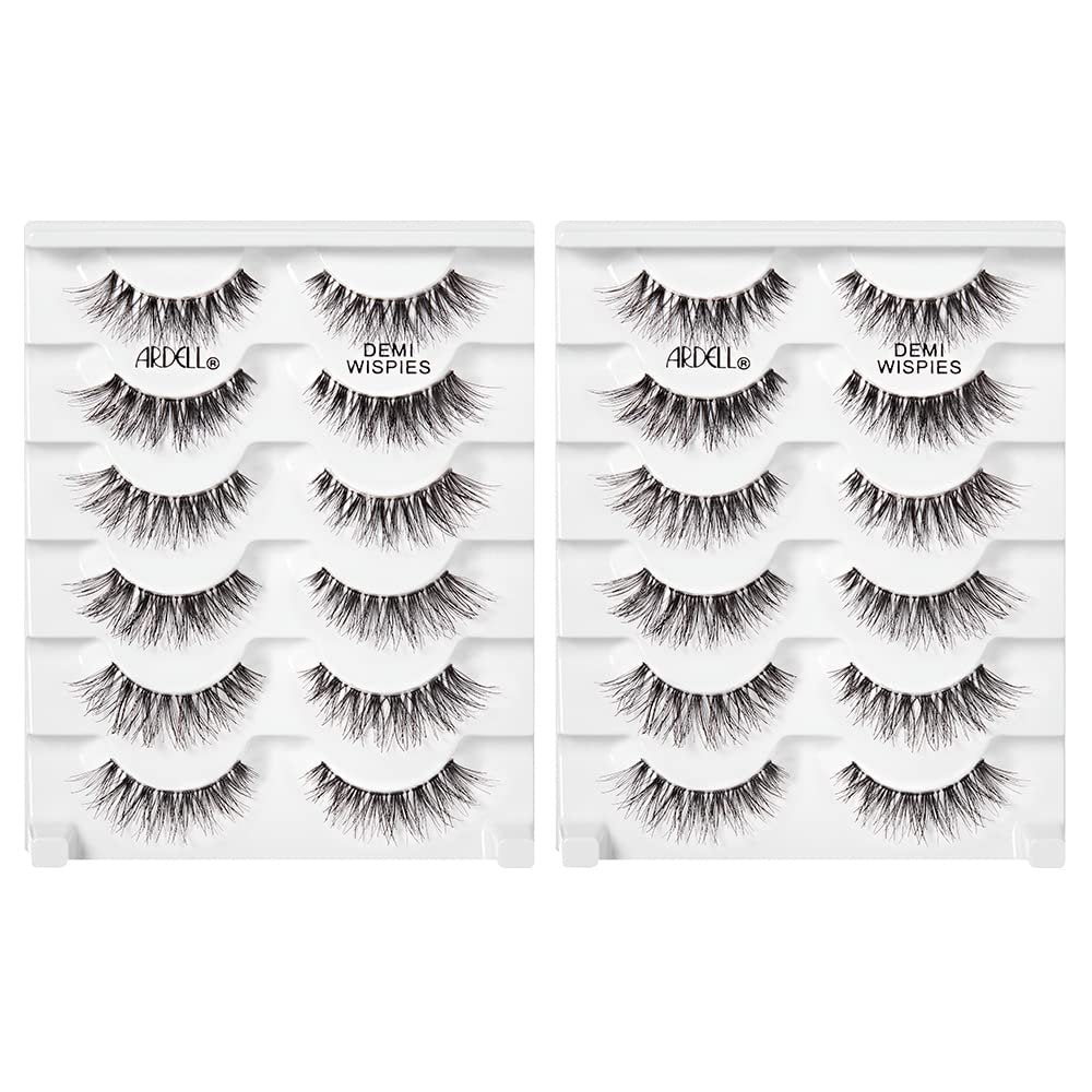 Ardell Demi Wispies False Eyelashes Multipack – Natural Wispy Lashes with Invisiband, 6 Pairs (Pack of 2), Black Avelisse