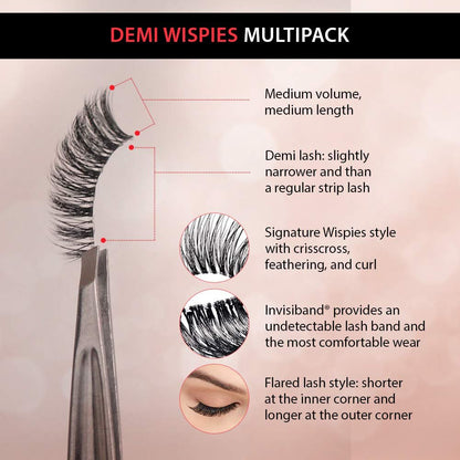 Ardell Demi Wispies False Eyelashes Multipack – Natural Wispy Lashes with Invisiband, 6 Pairs (Pack of 2), Black Avelisse