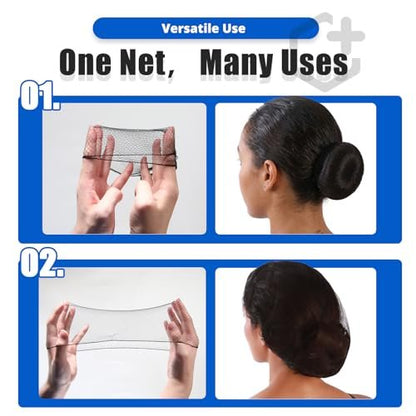 Smilco 100 Pcs 26 Inches Hair Nets - Elastic Invisible Mesh Wig Nets for Hair Bun, Ballet, Kitchen, Food Service (Black)