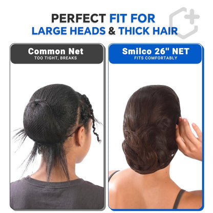 Smilco 100 Pcs 26 Inches Hair Nets - Elastic Invisible Mesh Wig Nets for Hair Bun, Ballet, Kitchen, Food Service (Black)