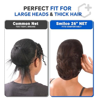 Smilco 100 Pcs 26 Inches Hair Nets - Elastic Invisible Mesh Wig Nets for Hair Bun, Ballet, Kitchen, Food Service (Black)