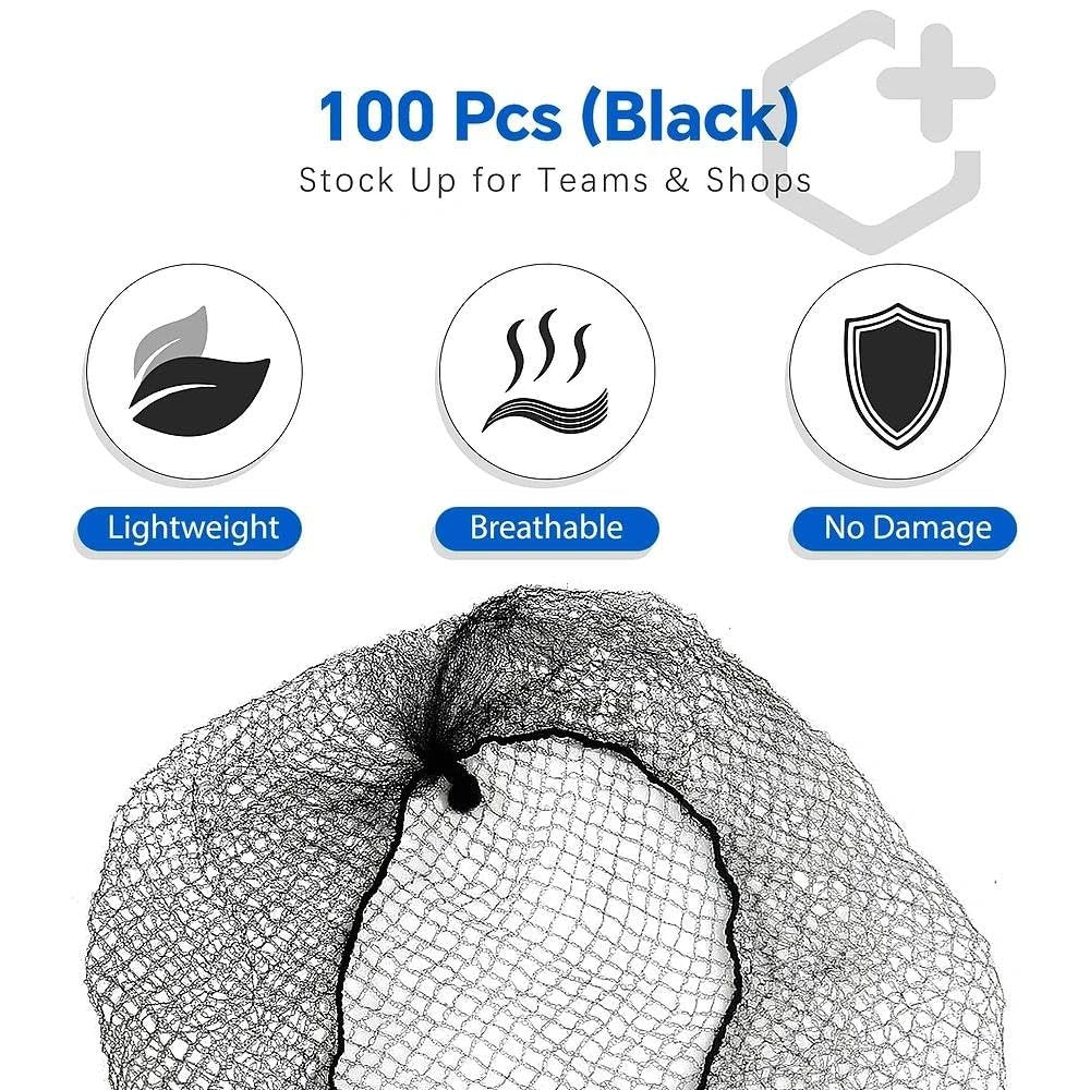 Smilco 100 Pcs 26 Inches Hair Nets - Elastic Invisible Mesh Wig Nets for Hair Bun, Ballet, Kitchen, Food Service (Black) - görsel 9