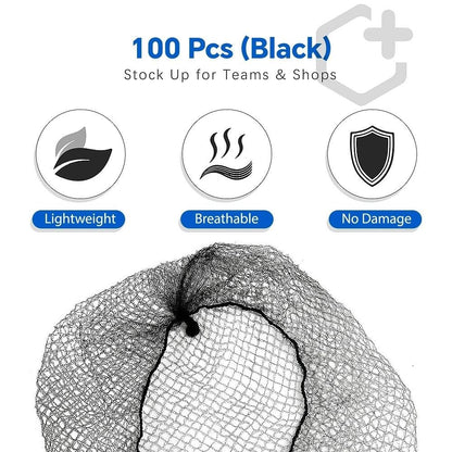 Smilco 100 Pcs 26 Inches Hair Nets - Elastic Invisible Mesh Wig Nets for Hair Bun, Ballet, Kitchen, Food Service (Black)