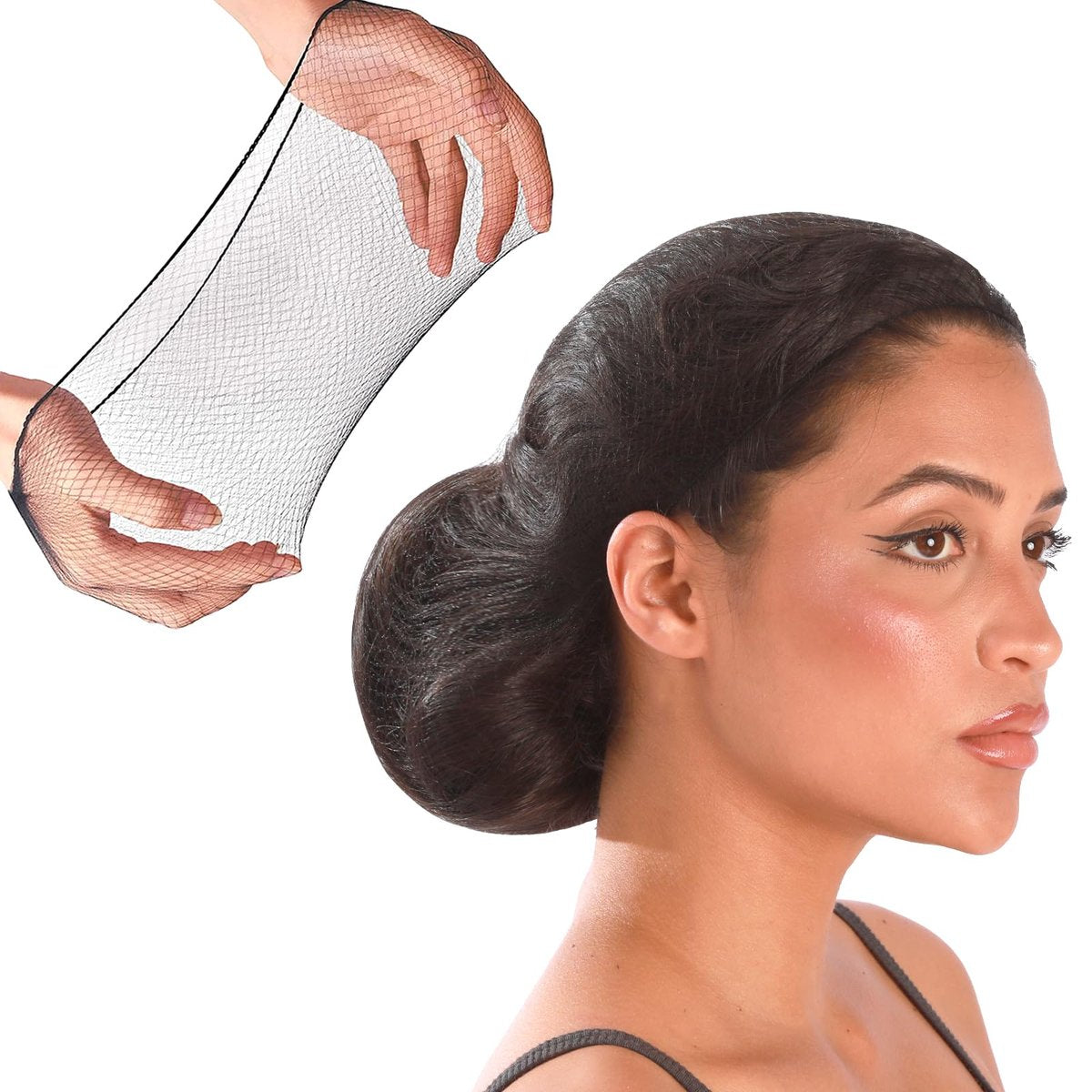 Smilco 100 Pcs 26 Inches Hair Nets - Elastic Invisible Mesh Wig Nets for Hair Bun, Ballet, Kitchen, Food Service (Black) - görsel 1
