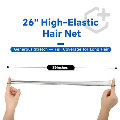 Smilco 100 Pcs 26 Inches Hair Nets - Elastic Invisible Mesh Wig Nets for Hair Bun, Ballet, Kitchen, Food Service (Black)