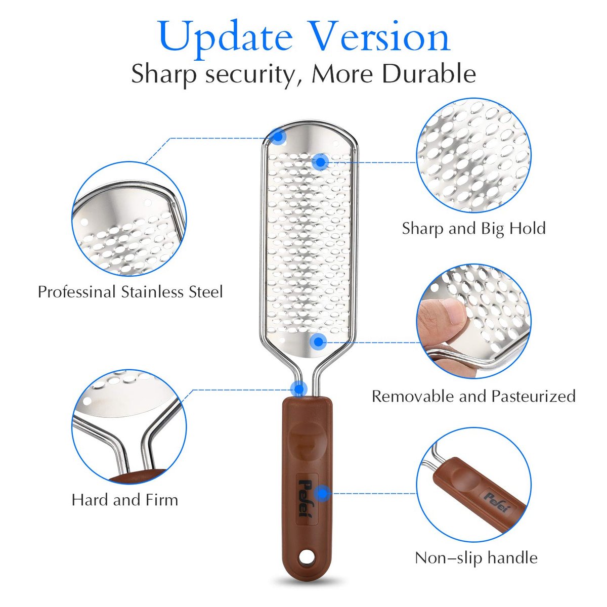 Professional Pedicure Foot File - Colossal Stainless Steel Detachable Foot Scrubber for Wet & Dry Feet - görsel 3