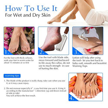 Professional Pedicure Foot File - Colossal Stainless Steel Detachable Foot Scrubber for Wet & Dry Feet