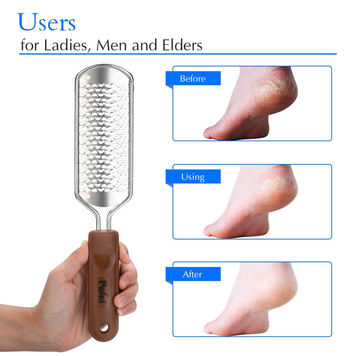 Professional Pedicure Foot File - Colossal Stainless Steel Detachable Foot Scrubber for Wet & Dry Feet - görsel 7
