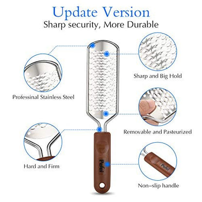 Professional Pedicure Foot File - Colossal Stainless Steel Detachable Foot Scrubber for Wet & Dry Feet