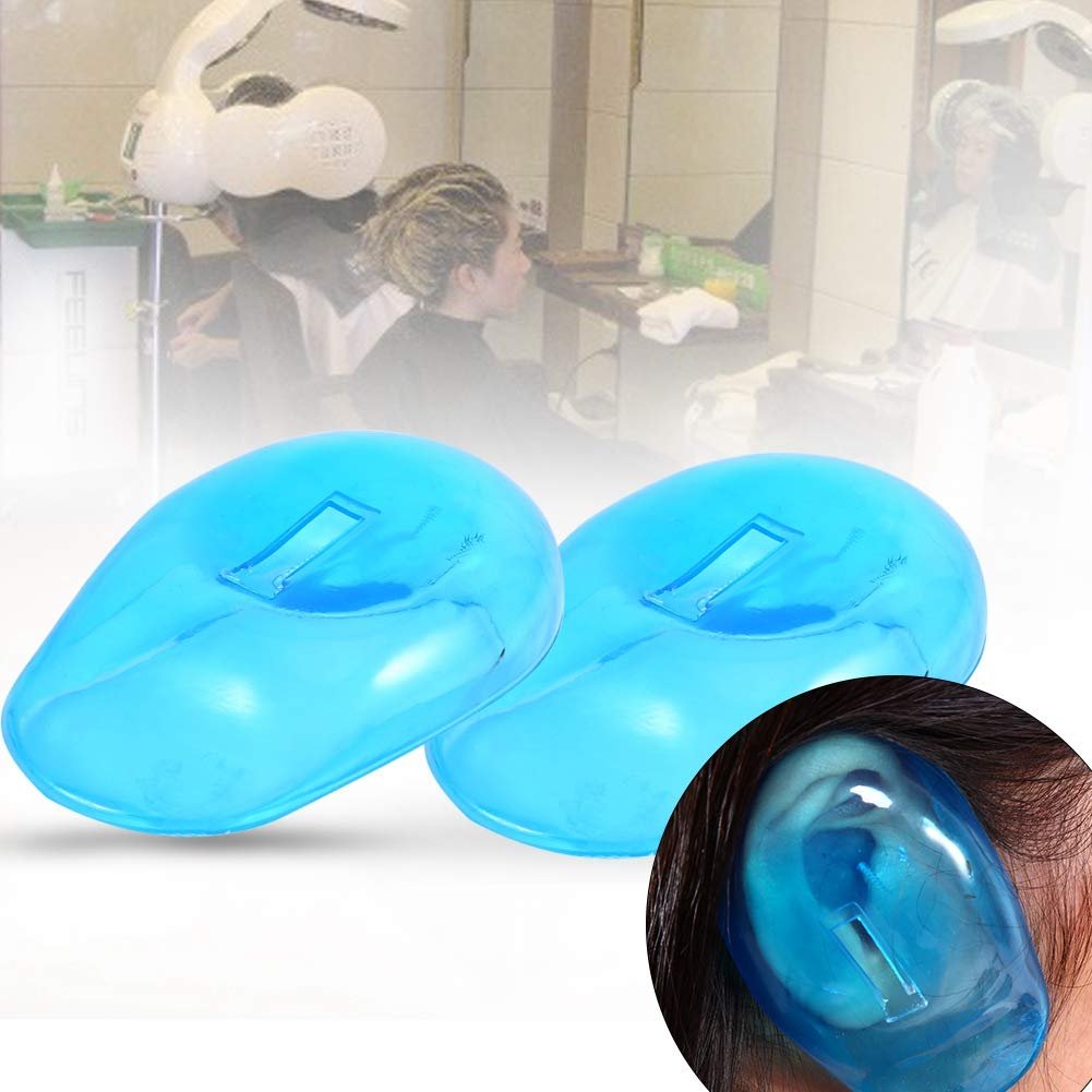 2-Pack Reusable Ear Covers for Hair Dye & Dryer – Plastic Anti-Staining Shield for Salon or Home Use (Blue) - görsel 3
