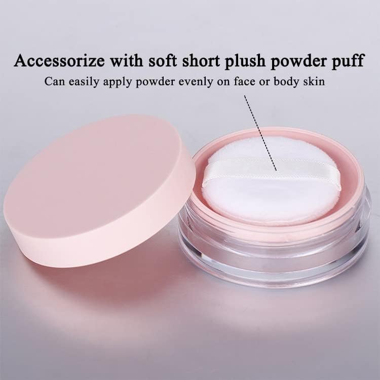 AKOAK 10 ml Empty Loose Powder Compact Container – No Leaks, Reusable Plastic Case with Sponge Puff & Elastic Net Sifter (Pink, 1 Pack) - görsel 7