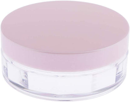 AKOAK 10 ml Empty Loose Powder Compact Container – No Leaks, Reusable Plastic Case with Sponge Puff & Elastic Net Sifter (Pink, 1 Pack)