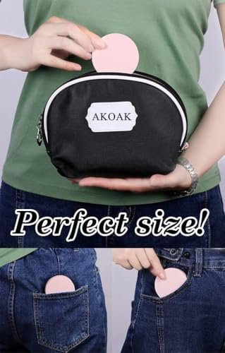 AKOAK 10 ml Empty Loose Powder Compact Container – No Leaks, Reusable Plastic Case with Sponge Puff & Elastic Net Sifter (Pink, 1 Pack)