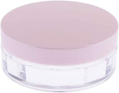 AKOAK 10 ml Empty Loose Powder Compact Container – No Leaks, Reusable Plastic Case with Sponge Puff & Elastic Net Sifter (Pink, 1 Pack)