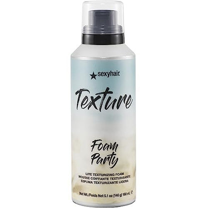 SexyHair Texture Foam Party Lite Texturizing Foam, 5.2 oz - Lightweight Volumizing Hair Foam for Flexible Texture Avelisse