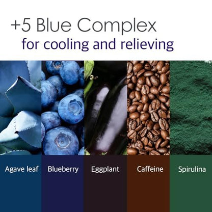 Petitfee Agave Cooling Hydrogel Face Mask 5ea - Quick Calming Facial Mask with Blue Energy Complex, Agave, Blueberry, Eggplant, Caffeine Extracts, Moisturizing, Soothing Care