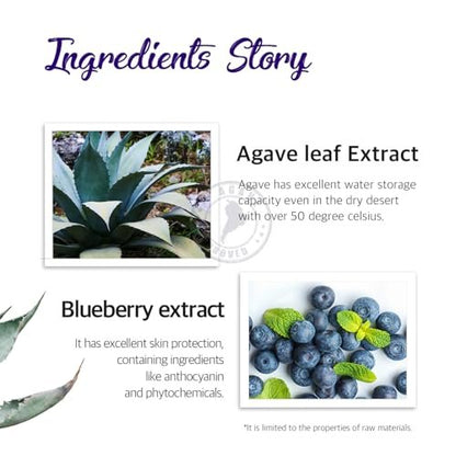 Petitfee Agave Cooling Hydrogel Face Mask 5ea - Quick Calming Facial Mask with Blue Energy Complex, Agave, Blueberry, Eggplant, Caffeine Extracts, Moisturizing, Soothing Care