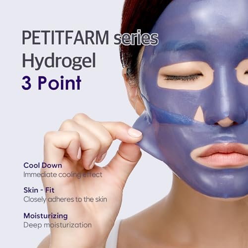 Petitfee Agave Cooling Hydrogel Face Mask 5ea - Quick Calming Facial Mask with Blue Energy Complex, Agave, Blueberry, Eggplant, Caffeine Extracts, Moisturizing, Soothing Care - görsel 14