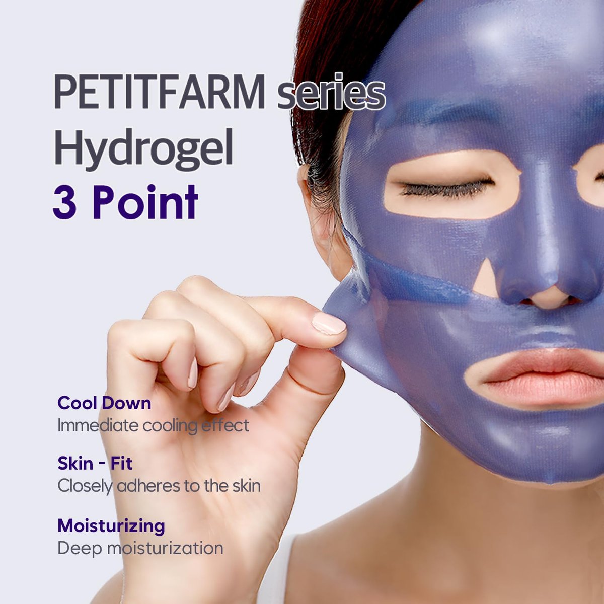 Petitfee Agave Cooling Hydrogel Face Mask 5ea - Quick Calming Facial Mask with Blue Energy Complex, Agave, Blueberry, Eggplant, Caffeine Extracts, Moisturizing, Soothing Care - görsel 13