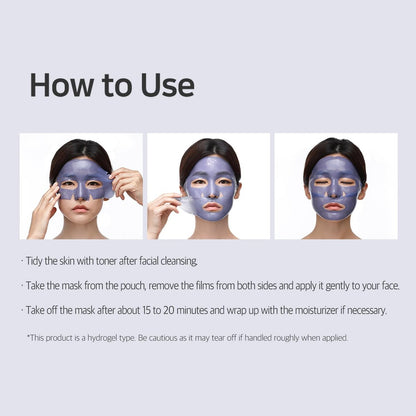 Petitfee Agave Cooling Hydrogel Face Mask 5ea - Quick Calming Facial Mask with Blue Energy Complex, Agave, Blueberry, Eggplant, Caffeine Extracts, Moisturizing, Soothing Care