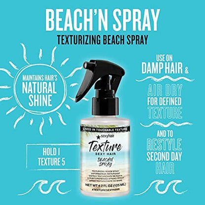 SexyHair Texture Beach'n Spray Texturizing Beach Spray, 4.2 Oz – Humidity Resistant, Natural Shine, for All Hair Types Avelisse