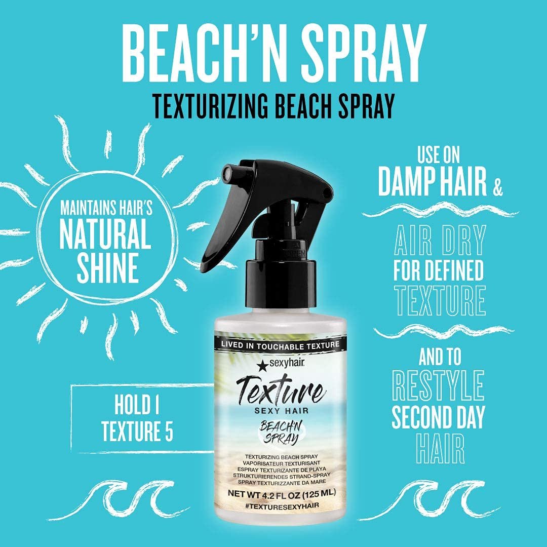 SexyHair Texture Beach'n Spray Texturizing Beach Spray, 4.2 Oz – Humidity Resistant, Natural Shine, for All Hair Types Avelisse