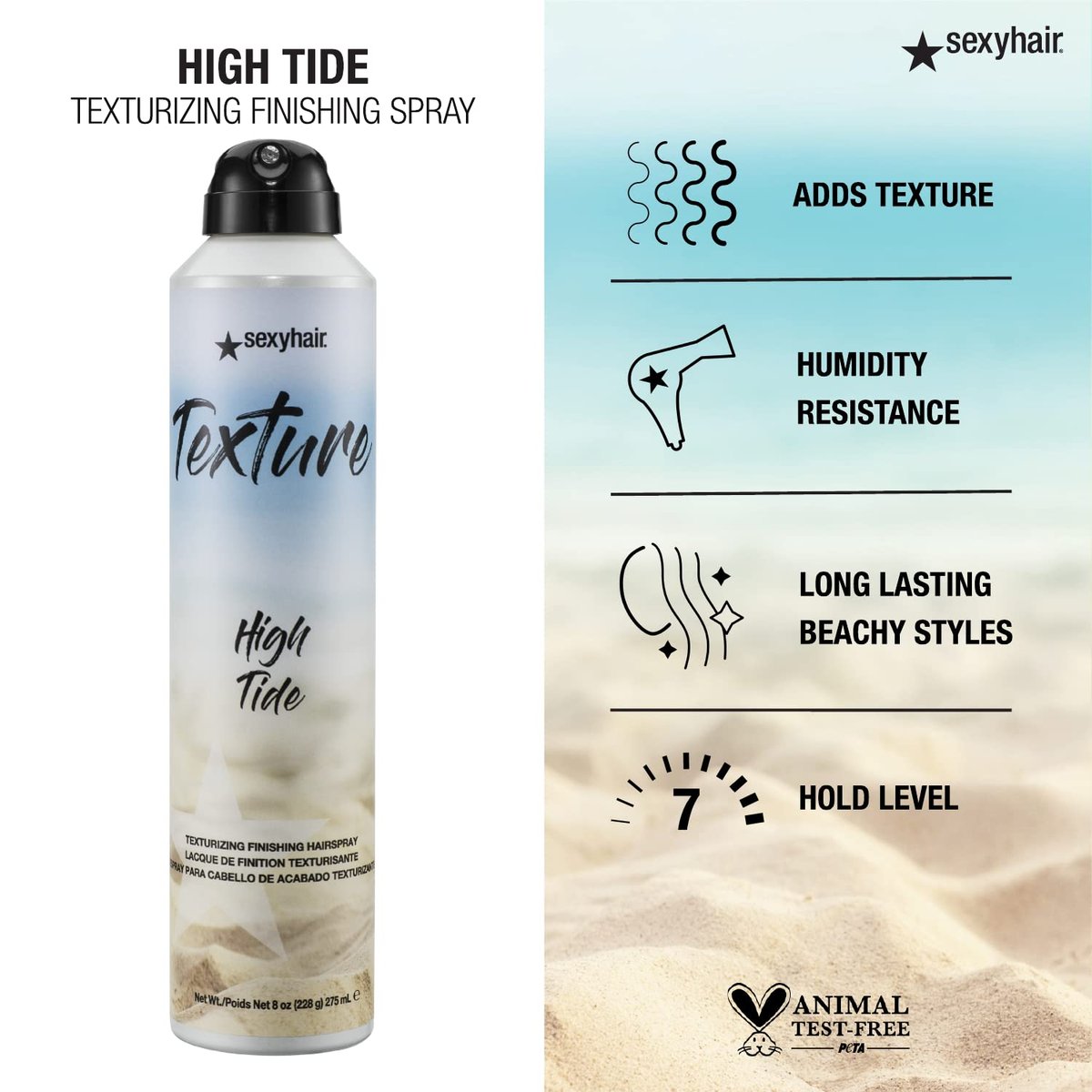 SexyHair Texture High Tide Texturizing Finishing Hairspray – 8 oz – Natural Shine & 24-Hour Humidity Resistance for All Hair Types Avelisse