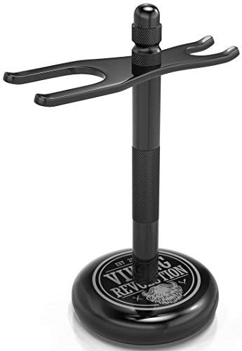 Viking Revolution Black Safety Razor Stand - Razor Holder and Shaving Brush Stand for Stability and Durability Avelisse