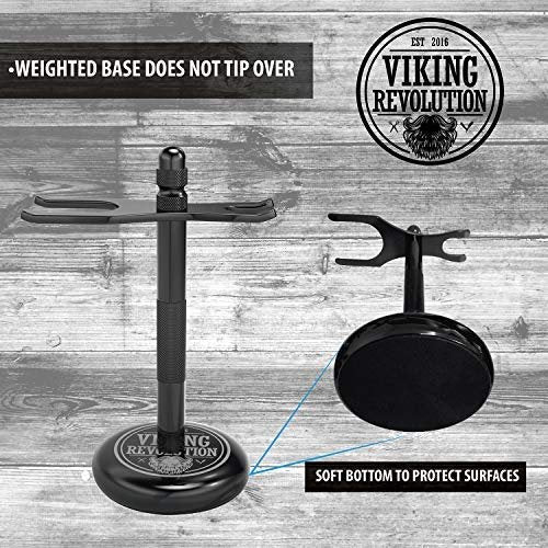 Viking Revolution Black Safety Razor Stand - Razor Holder and Shaving Brush Stand for Stability and Durability Avelisse