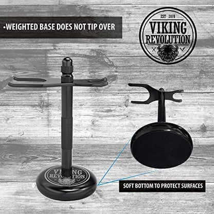 Viking Revolution Black Safety Razor Stand - Razor Holder and Shaving Brush Stand for Stability and Durability Avelisse