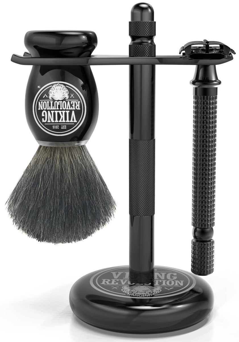 Viking Revolution Black Safety Razor Stand - Razor Holder and Shaving Brush Stand for Stability and Durability Avelisse