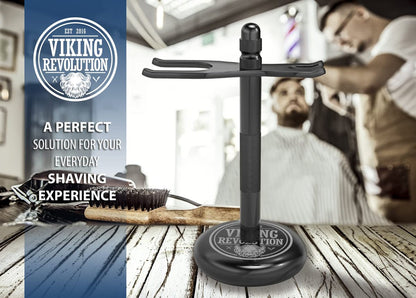 Viking Revolution Black Safety Razor Stand - Razor Holder and Shaving Brush Stand for Stability and Durability Avelisse