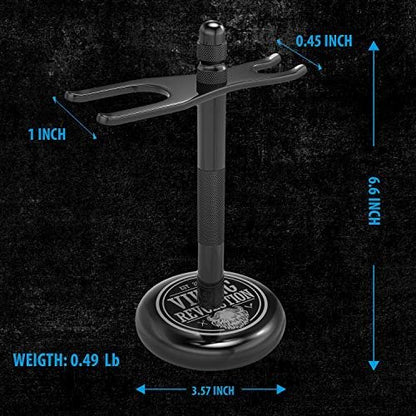 Viking Revolution Black Safety Razor Stand - Razor Holder and Shaving Brush Stand for Stability and Durability Avelisse
